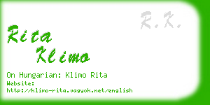 rita klimo business card